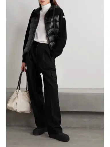 Moncler Ribbed Wool And Quilted Shell Down Hoodie - xx large | Thumbnail 2 Moncler Ribbed Wool And Quilted Shell Down Hoodie - xx large | Thumbnail 2
