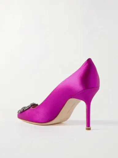 Manolo Blahnik Hangisi 90 Crystal-embellished Satin Pumps | Thumbnail 3 Manolo Blahnik Hangisi 90 Crystal-embellished Satin Pumps | Thumbnail 3