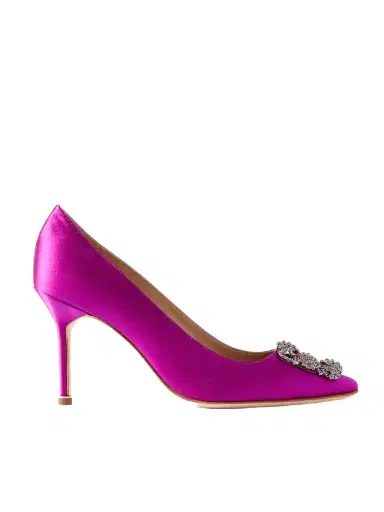 Manolo Blahnik Hangisi 90 Crystal-embellished Satin Pumps | Thumbnail 1 Manolo Blahnik Hangisi 90 Crystal-embellished Satin Pumps | Thumbnail 1