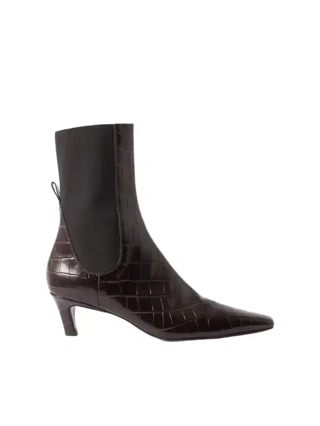 + Net Sustain The Mid Heel Croc-effect Leather Ankle Boots