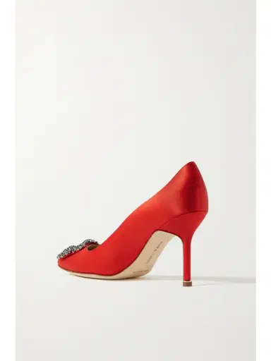 Manolo Blahnik Hangisi 90 Crystal-embellished Satin Pumps | Thumbnail 3 Manolo Blahnik Hangisi 90 Crystal-embellished Satin Pumps | Thumbnail 3