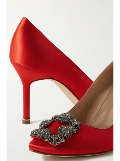 Manolo Blahnik Hangisi 90 Crystal-embellished Satin Pumps | Thumbnail 4 Manolo Blahnik Hangisi 90 Crystal-embellished Satin Pumps | Thumbnail 4