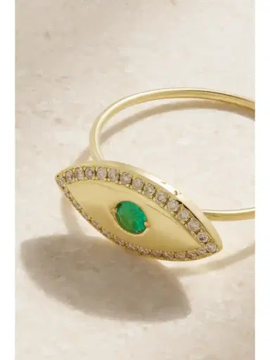 Jennifer Meyer Medium Evil Eye 18-karat Gold, Diamond And Emerald Ring | Thumbnail 4