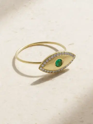 Jennifer Meyer Medium Evil Eye 18-karat Gold, Diamond And Emerald Ring | Thumbnail 1