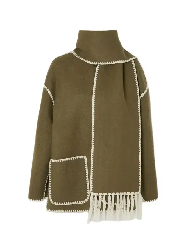 Draped Fringed Wool-blend Jacket