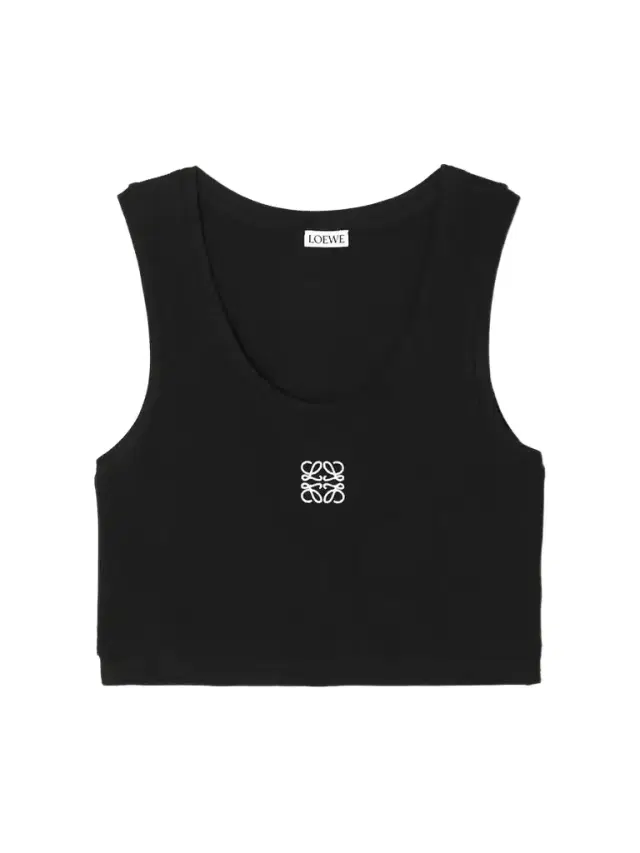 Anagram Poplin-paneled Embroidered Ribbed Stretch-cotton Jersey Tank