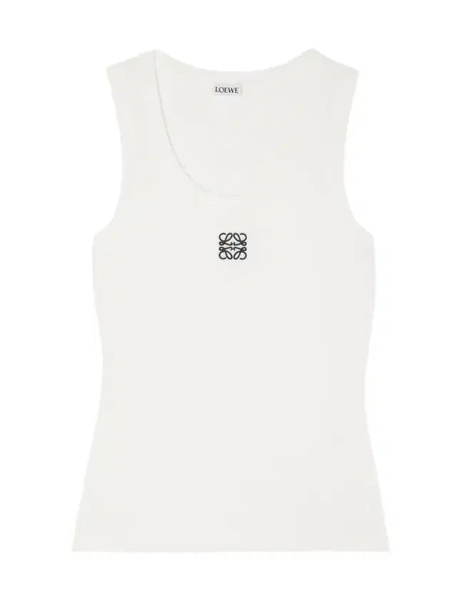 Embroidered Ribbed Stretch-cotton Tank
