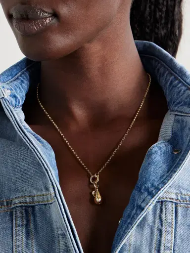 Foundrae Pear Small Open Belcher 18-karat Gold Necklace | Thumbnail 2