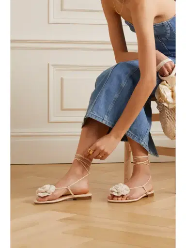Magda Butrym Crocheted Cotton-blend And Leather Sandals | Thumbnail 2 Magda Butrym Crocheted Cotton-blend And Leather Sandals | Thumbnail 2