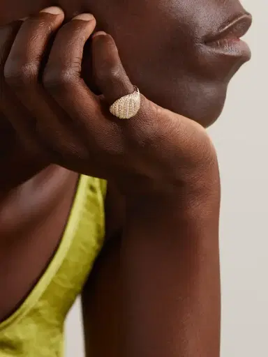 David Yurman Sculpted Cable 18-karat Gold Diamond Pinky Ring | Thumbnail 2