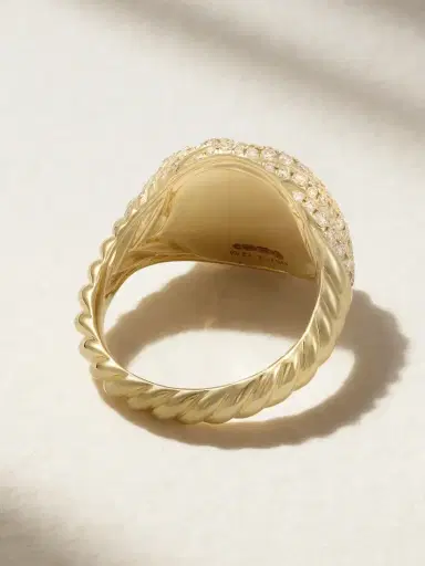 David Yurman Sculpted Cable 18-karat Gold Diamond Pinky Ring | Thumbnail 3