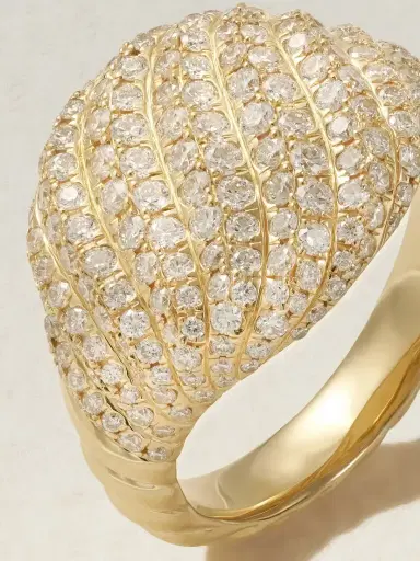 David Yurman Sculpted Cable 18-karat Gold Diamond Pinky Ring | Thumbnail 4