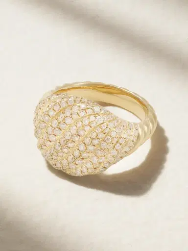 David Yurman Sculpted Cable 18-karat Gold Diamond Pinky Ring | Thumbnail 1