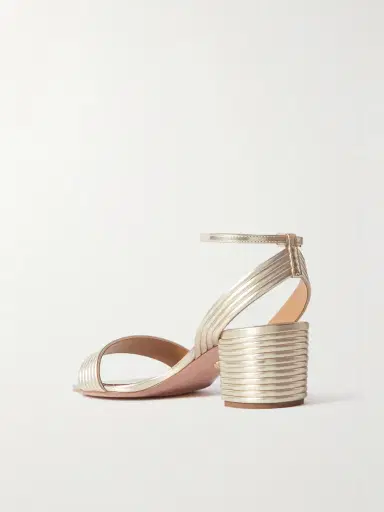 Aquazzura Sundance 50 Metallic Vegan Material Sandals | Thumbnail 3