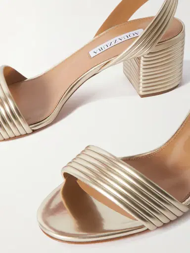 Aquazzura Sundance 50 Metallic Vegan Material Sandals | Thumbnail 4