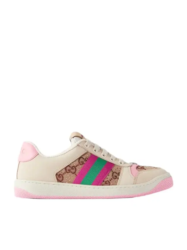 Screener Embellished Canvas And Leather Sneakers