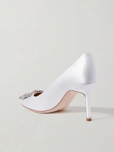 Manolo Blahnik Hangisi 70 Crystal-embellished Satin Pumps | Thumbnail 3