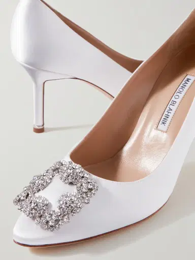 Manolo Blahnik Hangisi 70 Crystal-embellished Satin Pumps | Thumbnail 4