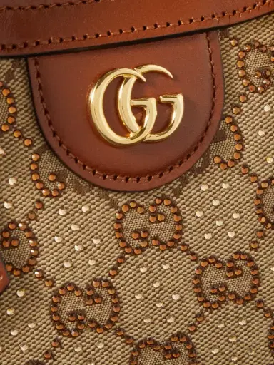 Gucci Diana Mini Leather-trimmed Crystal-embellished Canvas-jacquard Tote | Thumbnail 4 Gucci Diana Mini Leather-trimmed Crystal-embellished Canvas-jacquard Tote | Thumbnail 4