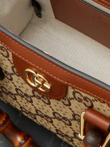 Gucci Diana Mini Leather-trimmed Crystal-embellished Canvas-jacquard Tote | Thumbnail 5 Gucci Diana Mini Leather-trimmed Crystal-embellished Canvas-jacquard Tote | Thumbnail 5