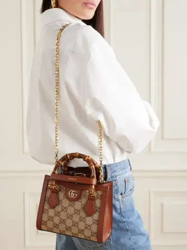 Gucci Diana Mini Leather-trimmed Crystal-embellished Canvas-jacquard Tote | Thumbnail 6 Gucci Diana Mini Leather-trimmed Crystal-embellished Canvas-jacquard Tote | Thumbnail 6