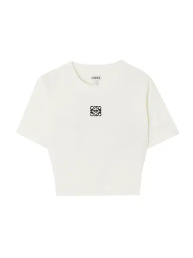 Loewe Anagram Cropped Embroidered Ribbed Cotton T-shirt | Thumbnail 1 Loewe Anagram Cropped Embroidered Ribbed Cotton T-shirt | Thumbnail 1