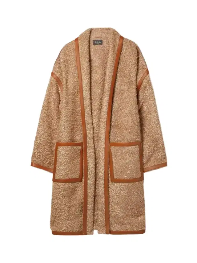 Loro Piana Reinhold Leather-trimmed Mohair-blend Bouclé Coat