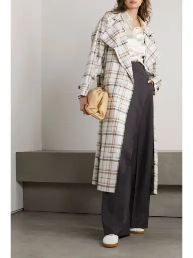 Loro Piana Bille Checked Belted Linen Trench Coat | Thumbnail 2 Loro Piana Bille Checked Belted Linen Trench Coat | Thumbnail 2