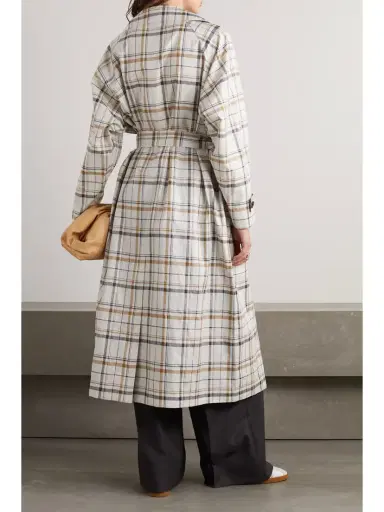 Loro Piana Bille Checked Belted Linen Trench Coat | Thumbnail 4 Loro Piana Bille Checked Belted Linen Trench Coat | Thumbnail 4