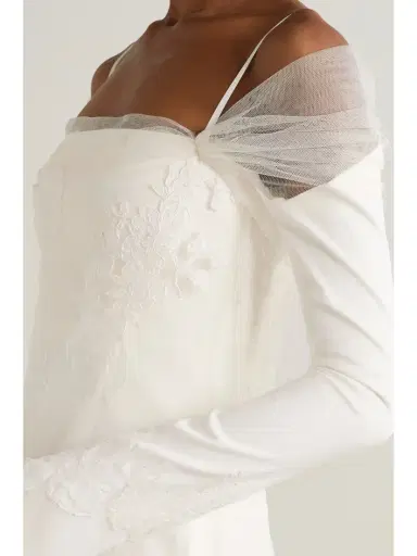 Danielle Frankel Lucy Cold-shoulder Lace-trimmed Tulle And Cady Mini Dress | Thumbnail 5 Danielle Frankel Lucy Cold-shoulder Lace-trimmed Tulle And Cady Mini Dress | Thumbnail 5