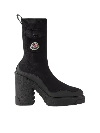Moncler Splora Leather And Rubber-trimmed Ribbed Stretch-knit Ankle Boots | Thumbnail 1 Moncler Splora Leather And Rubber-trimmed Ribbed Stretch-knit Ankle Boots | Thumbnail 1