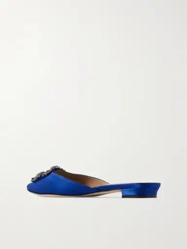 Manolo Blahnik Hangisi Crystal-embellished Satin Slippers | Thumbnail 3