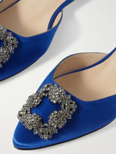 Manolo Blahnik Hangisi Crystal-embellished Satin Slippers | Thumbnail 4