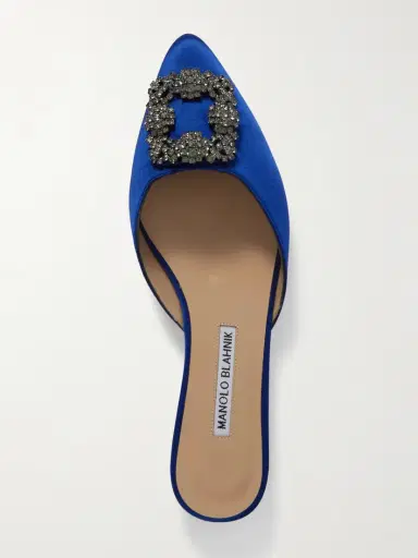 Manolo Blahnik Hangisi Crystal-embellished Satin Slippers | Thumbnail 5
