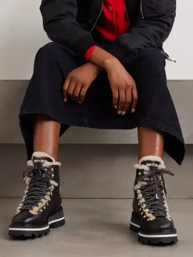 Jimmy Choo Chike Shearling-trimmed Leather Combat Boots | Thumbnail 2