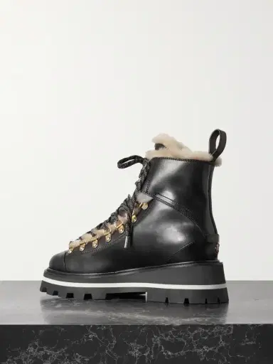 Jimmy Choo Chike Shearling-trimmed Leather Combat Boots | Thumbnail 3
