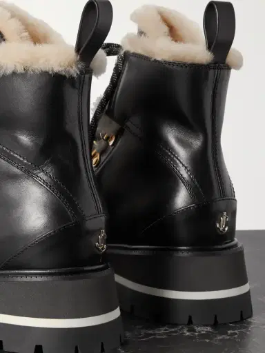 Jimmy Choo Chike Shearling-trimmed Leather Combat Boots | Thumbnail 4