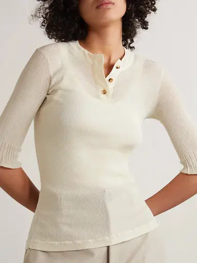Bottega Veneta Ribbed Cotton-blend Top | Thumbnail 3 Bottega Veneta Ribbed Cotton-blend Top | Thumbnail 3