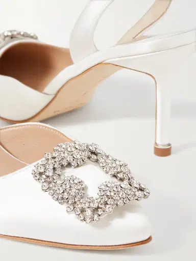 Manolo Blahnik Hangisli 70 Crystal-embellished Satin Slingback Pumps | Thumbnail 4 Manolo Blahnik Hangisli 70 Crystal-embellished Satin Slingback Pumps | Thumbnail 4