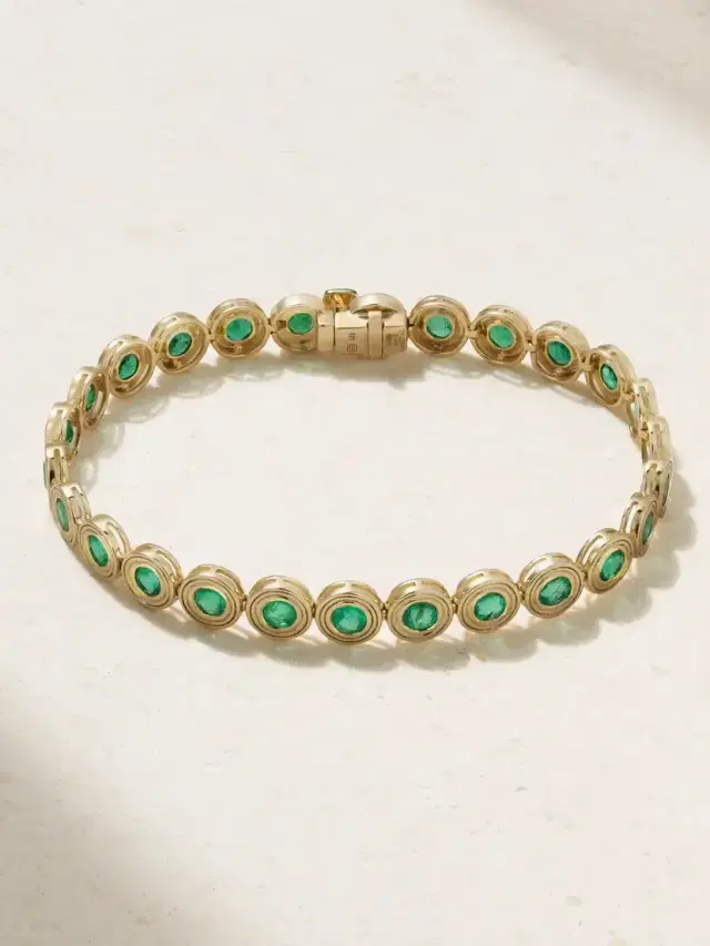 Large 14-karat Gold Emerald Tennis Bracelet