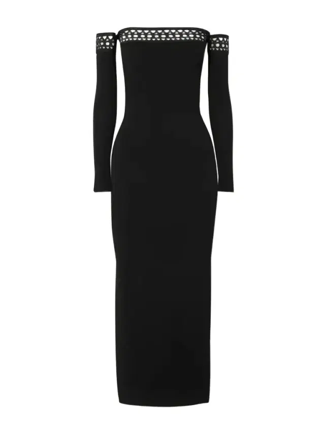 Archetypes Convertible Off-the-shoulder Stretch-knit Midi Dress