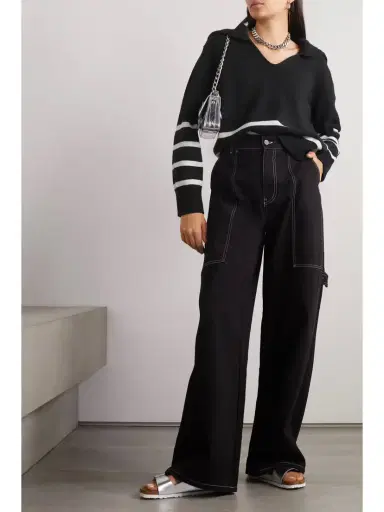 Moncler Appliquéd Striped Wool And Cashmere-blend Sweater | Thumbnail 2