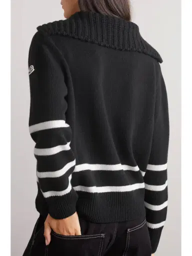 Moncler Appliquéd Striped Wool And Cashmere-blend Sweater | Thumbnail 4