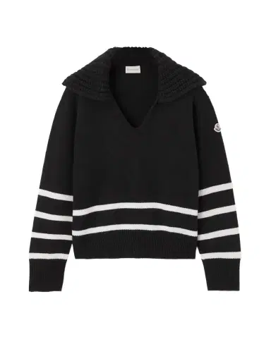 Moncler Appliquéd Striped Wool And Cashmere-blend Sweater | Thumbnail 1