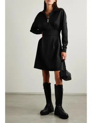 Moncler Pleated Ponte Mini Dress | Thumbnail 2