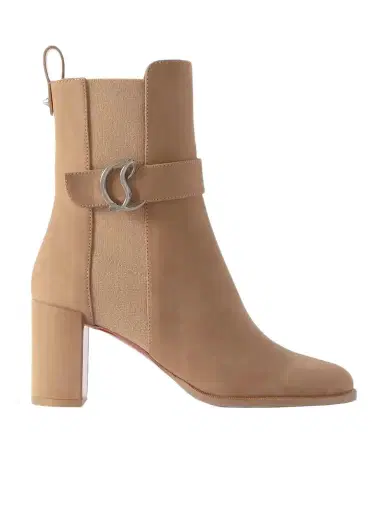 Christian Louboutin Cl 70 Logo-embellished Buckled Nubuck Chelsea Boots | Thumbnail 1 Christian Louboutin Cl 70 Logo-embellished Buckled Nubuck Chelsea Boots | Thumbnail 1