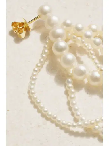 Sophie Bille Brahe Wrapped 14-karat ecycled Gold Pearl Single Earring | Thumbnail 3