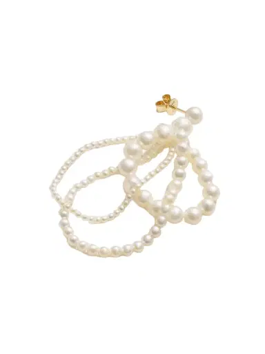 Sophie Bille Brahe Wrapped 14-karat ecycled Gold Pearl Single Earring | Thumbnail 1