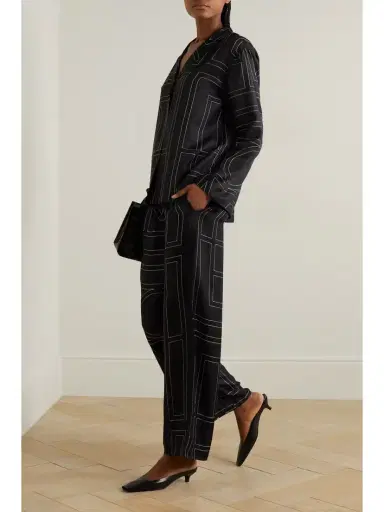 TOTEME Embroidered Silk-twill Wide-leg Pants | Thumbnail 2