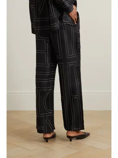 TOTEME Embroidered Silk-twill Wide-leg Pants | Thumbnail 3